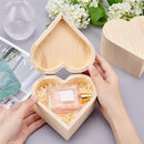 2 pack Heart-Shaped Unfinished Wooden Box Natural Pine Wood DIY Craft Wooden Boxes with Lid for Storage Crafts
