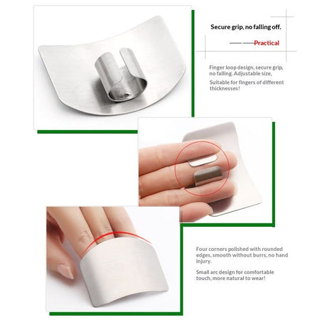 3 pack Stainless Steel Finger Guard for Slicing - Cutting Protector to Avoid Accidents when Chopping and Kitchen Safe Chop Cut Tool
