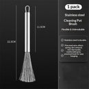 2 pack Cookware Scrubber Brush Stainless Steel Material, Long-Handled Dishwashing Brush with Ergonomic Design, Kitchen Cleaning Brush, Dishwashing Scrubber for Pots Skillets Ovens Grills