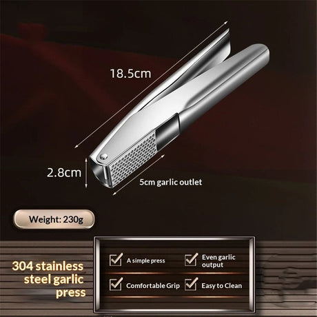 Garlic Press Stainless Steel, Premium Garlic Mincer - No Need to Peel Garlic Crusher, Ginger Masher & Presser Large Trough Ergonomic Handle, Easy Squeeze，Dishwasher Safe