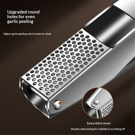 Garlic Press Stainless Steel, Premium Garlic Mincer - No Need to Peel Garlic Crusher, Ginger Masher & Presser Large Trough Ergonomic Handle, Easy Squeeze，Dishwasher Safe