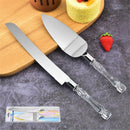 White Elegant Cake Knife and Server Set, Cake Cutter and Pie Spatula, Cake Server and Knife Set of 2 with Thick Blades,Rustic Wedding Cake Cutting Set, Birthdays, Anniversaries,Parties