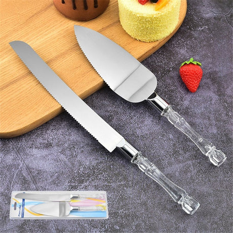 White Elegant Cake Knife and Server Set, Cake Cutter and Pie Spatula, Cake Server and Knife Set of 2 with Thick Blades,Rustic Wedding Cake Cutting Set, Birthdays, Anniversaries,Parties