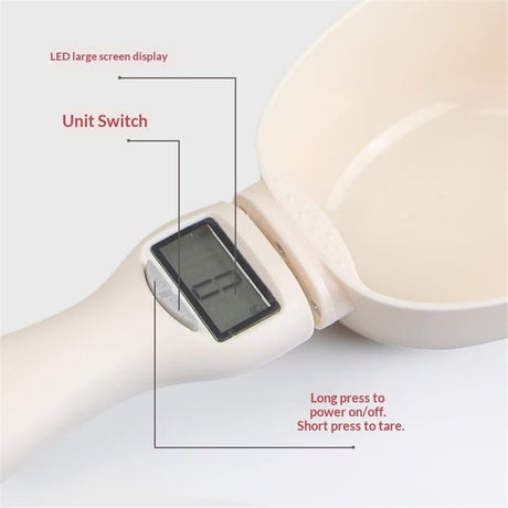 Digital Measuring Spoon Scale, Food Measuring Scoop Scale, Food Weight Scale Grams and Ounces, Polygons Measuring Spoon, ABS Kitchen Weight Scale for Food with LCD Screen（Battery not included）