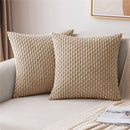 Textile Throw Pillow Covers Soft Corduroy Decorative Set of 2 Boho Striped Pillow Covers Pillowcases Farmhouse Home Decor for Couch Bed Sofa Living Room 18x18 Inch（pillowcase only）