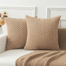 Textile Throw Pillow Covers Soft Corduroy Decorative Set of 2 Boho Striped Pillow Covers Pillowcases Farmhouse Home Decor for Couch Bed Sofa Living Room 18x18 Inch（pillowcase only）