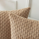 Textile Throw Pillow Covers Soft Corduroy Decorative Set of 2 Boho Striped Pillow Covers Pillowcases Farmhouse Home Decor for Couch Bed Sofa Living Room 18x18 Inch（pillowcase only）