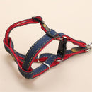 Denim Step-in Dog Harness,No Pull Escape-Proof Dog Harness and Set,Adjustable Quick Fit Dog Halter Vests for Small Medium Size Dogs Back Clip Anti-Twist for Easy Walking Training Running（L）