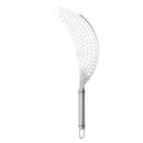 2 pack Pan Pot Strainer with Handle Stainless Steel Hand Held Crescent Drainer for Spaghetti Fry Noodles Fruit Vegetable Pasta Strainer Heavy Duty Food Drainers