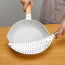 2 pack Pan Pot Strainer with Handle Stainless Steel Hand Held Crescent Drainer for Spaghetti Fry Noodles Fruit Vegetable Pasta Strainer Heavy Duty Food Drainers