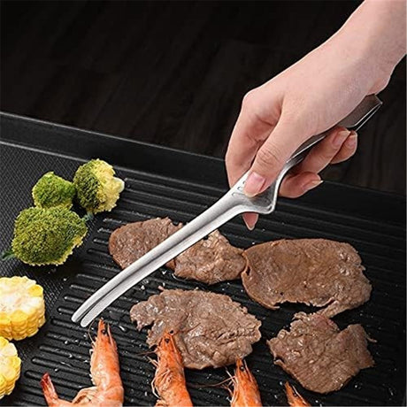 2 pack Stainless Steel Self-Standing Tongs, Kitchen Tweezers for Grilling, Serving, and Plating, Heat-Resistant Ergonomic Design with Non-Slip Handle, Durable, Rust-Resistant