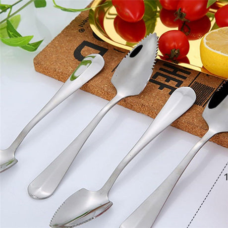6 pack Grapefruit Serrated Knife Spoons : Stainless Steel Spoons Serrated Grapefruit Utensils Tools for Citrus Fruits Kiwi Lemon Desserts Salads