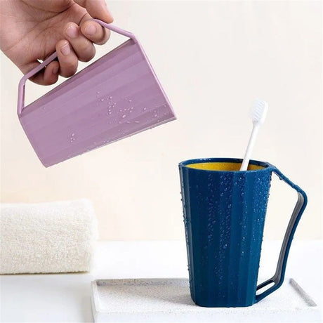 2 pack Bath Rinse Cup, plastic Body Washing Rinser Cup with Easy Grip Handle, for Couples (blue+pink)