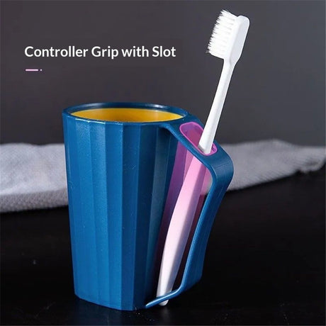 2 pack Bath Rinse Cup, plastic Body Washing Rinser Cup with Easy Grip Handle, for Couples (blue+pink)