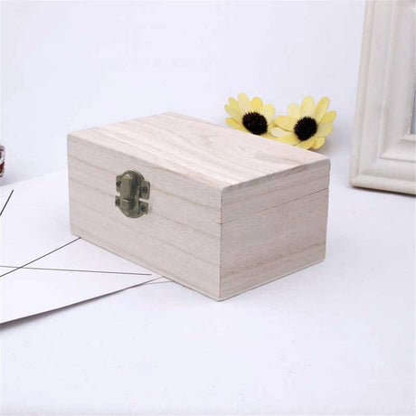 Wooden Jewelry Box Unfinished Craft Storage Organizer Compact Rectangle for Earrings Rings Beads Home Use