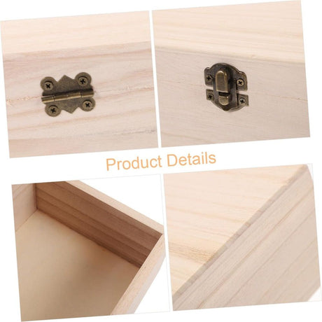 Wooden Jewelry Box Unfinished Craft Storage Organizer Compact Rectangle for Earrings Rings Beads Home Use
