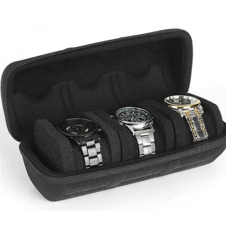 Watch case for travel and storage, hard 3 slots Watch Roll Organizer for Men and Women（does not include a watch）