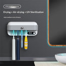 Toothbrush Dryer Holder, Heating Plate and Fan Drying Function, Rechargeable and Timing Tooth Brush Holder Wall-Mounted for Bathroom, No Drilling, 4 Slots