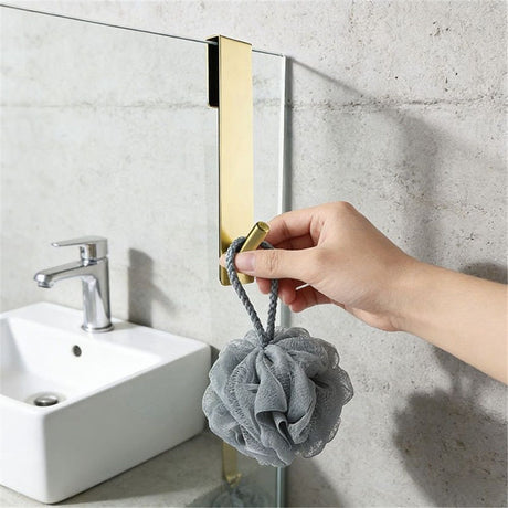 2 pack Extended Shower Door Hooks (6.89 -Inch), Over Door Hooks for Bathroom Frameless Glass Shower Door, Towel Hooks, Gold