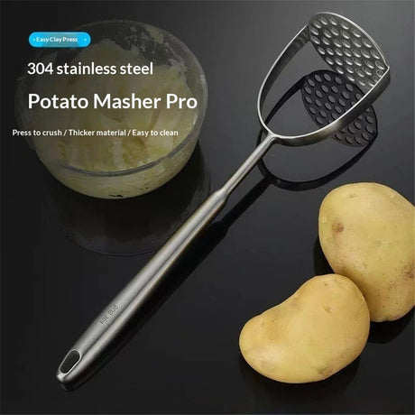 Potato Masher Stainless Steel, Long handle Potato Smasher, Mashed Potatoes Masher Kitchen Tool for Avocado,Potatoes, Beans, Vegetables, Large Heavy Duty Mashing Utensil