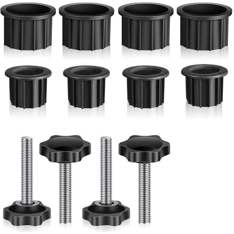 12 Pcs Umbrella Base Stand Replacement Parts,Patio Umbrella Base Replacement Parts Outdoor Umbrella Hole Ring Plug Cover with Thread Screw Replacement Hand Knob for Backyard Patio Table Decks,Black