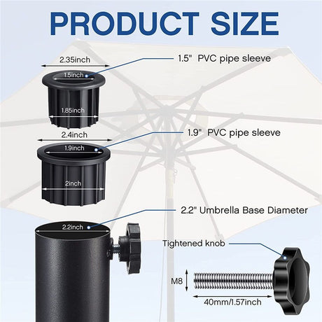 12 Pcs Umbrella Base Stand Replacement Parts,Patio Umbrella Base Replacement Parts Outdoor Umbrella Hole Ring Plug Cover with Thread Screw Replacement Hand Knob for Backyard Patio Table Decks,Black