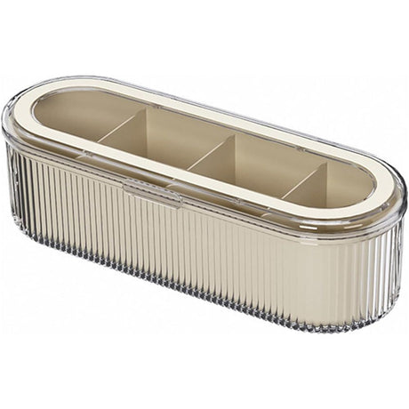 Clear Seasoning Box with 4 Compartments - Spice Organizer with Lids and Spoons - Condiment Container Set for Salt, Sugar, Pepper, and More - Countertop Spice Storage