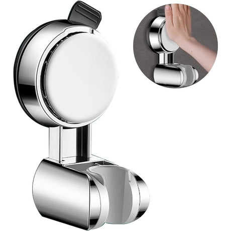 2 pack Shower Head Holder - Strong Suction Cup No Drilling Showerhead Bracket Waterproof Handheld Shower Holder, Adjustable Wand Holder for RV, Kids, Bathroom (Silver)
