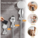 2 pack Shower Head Holder - Strong Suction Cup No Drilling Showerhead Bracket Waterproof Handheld Shower Holder, Adjustable Wand Holder for RV, Kids, Bathroom (Silver)