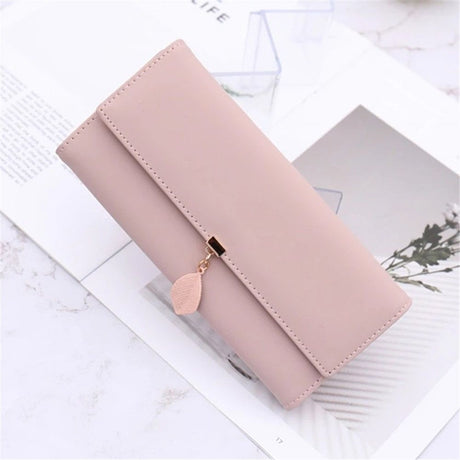 Wallet for Women PU Leather Leaf Pendant Card Holder Phone Checkbook Organizer Zipper Coin Purse | Leaf Pendant, Card Holder, Phone, Checkbook, Organizer, Zipper