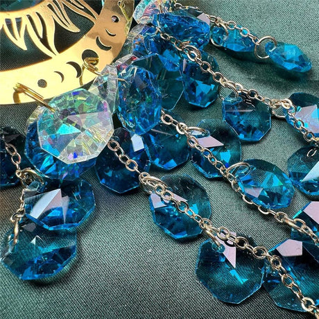 Sun Rainbow Maker for Garden Suncatchers Prisms Boho Wind Chimes, Chandelier Aurora Rainbow Glass Prisms Ornament,Window Hanging Pendant (Blue)