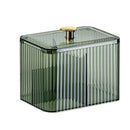 Holder Dispenser 3-Section Clear Cotton Swab/Pad/Ball Holder Container 3 Grids Bathroom Organizer Jar Cosmetics Storage for Vanity(Green,only box)