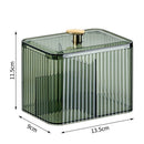 Holder Dispenser 3-Section Clear Cotton Swab/Pad/Ball Holder Container 3 Grids Bathroom Organizer Jar Cosmetics Storage for Vanity(Green,only box)
