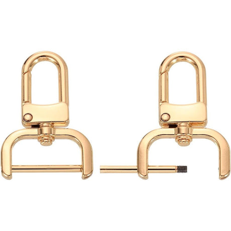 2pcs Detachable Snap Hook Swivel Clasp w/Screw Bar Bag Strap Hardware Replacement, for Bag Strap Purse Lanyard DIY Craft Hardware (1 Inch, Gold)