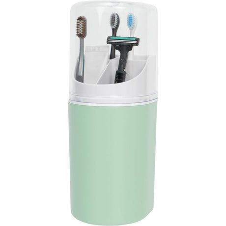Tall Electric Toothbrush Holder with Cover, Bathroom Caddy Fits Adults Electric Toothbrushes, Toothpaste, Wall Mount or Countertop Organizer with Removable Dividers, 4 Slots (Green,only the box)