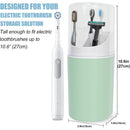 Tall Electric Toothbrush Holder with Cover, Bathroom Caddy Fits Adults Electric Toothbrushes, Toothpaste, Wall Mount or Countertop Organizer with Removable Dividers, 4 Slots (Green,only the box)