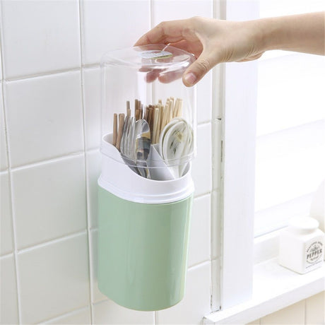 Tall Electric Toothbrush Holder with Cover, Bathroom Caddy Fits Adults Electric Toothbrushes, Toothpaste, Wall Mount or Countertop Organizer with Removable Dividers, 4 Slots (Green,only the box)