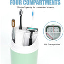 Tall Electric Toothbrush Holder with Cover, Bathroom Caddy Fits Adults Electric Toothbrushes, Toothpaste, Wall Mount or Countertop Organizer with Removable Dividers, 4 Slots (Green,only the box)