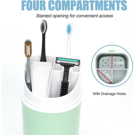 Tall Electric Toothbrush Holder with Cover, Bathroom Caddy Fits Adults Electric Toothbrushes, Toothpaste, Wall Mount or Countertop Organizer with Removable Dividers, 4 Slots (Green,only the box)