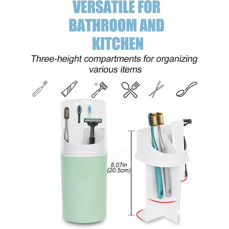 Tall Electric Toothbrush Holder with Cover, Bathroom Caddy Fits Adults Electric Toothbrushes, Toothpaste, Wall Mount or Countertop Organizer with Removable Dividers, 4 Slots (Green,only the box)