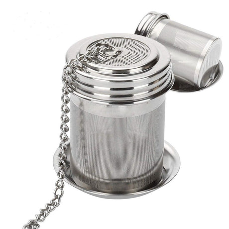 2 pack Tea Infusers for Loose Tea, Extra Fine Mesh Tea Strainers, Stainless Steel Loose Leaf Tea Steeper Tea Diffusers with Extended Chain Hook and Drip Tray