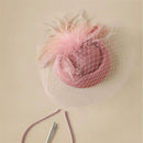 Fascinator Hat Veil Feather Fascinator Tea Party Bridal Wedding Veil Retro Hat Hats for Women（nude pink）