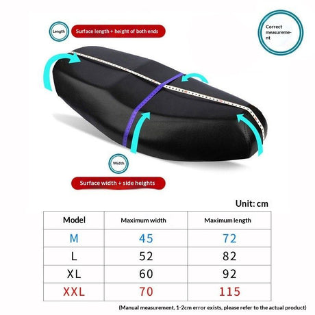 Rainproof Motorcycle Seat Cover Portable Waterproof Dustproof Cover Black Size-XL (Black High Stretch,only Cover)