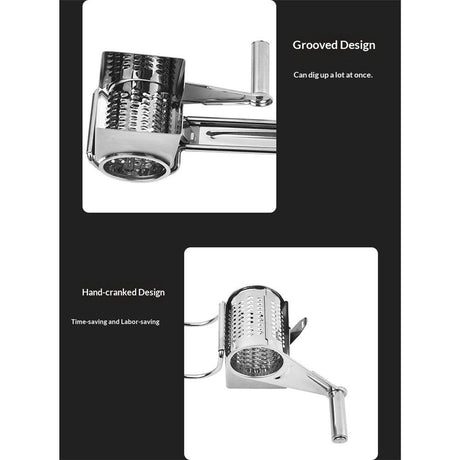 Rotary Cheese Grater Stainless Steel Handheld Rotary Parmesan Grater Cheese Cutter Slicer Shredder with 4 Stainless Drum for Grating Hard Chocolate Nuts Kitchen Tool
