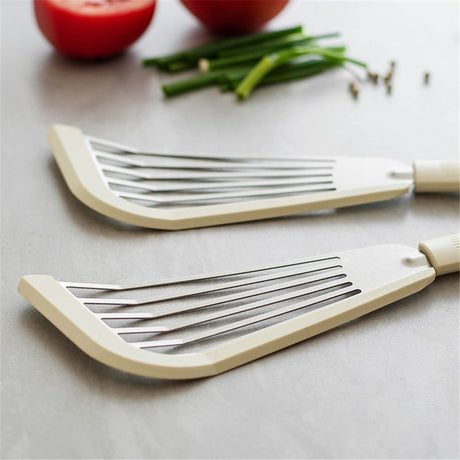 2 pack Fish Spatula Turner, Thin Slotted Spatulas for Nonstick Cookware,Silicone Edge Heat Resistant Kitchen Flipper for Fish, Egg, Pancake(Stainless Steel)