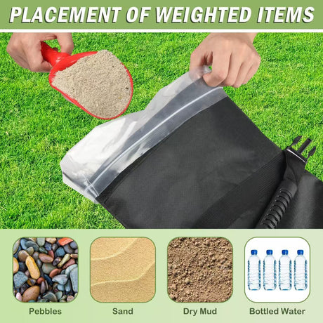 Umbrella Base Weights Sand Bags, 2 Pack 45lbs Fillable Weight Bags to Hold Things Down, Black Weighted Base Sandbags for Outdoor Furniture Patio Cantilever Umbrellas Stand (Without Sand)