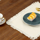 linen-cotton Frayed Placemats Set of 4 Dining Table 11.8x17.7 Inch | Rustic Vintage Boho Washable Easter Placemat for Outdoor Parties BBQ's,Wedding, Holiday