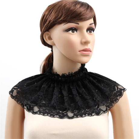 Neck Collar Ruff Gothic Lace Neck Ruff Collar, Neck Costume with Renaissance Vampire Choker for Women (black)