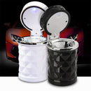 2 pack Auto Car Ashtray Portable with LED Light Ashtray Smokeless Smoking Stand Cylinder Cup Holder (Black and White)