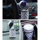 2 pack Auto Car Ashtray Portable with LED Light Ashtray Smokeless Smoking Stand Cylinder Cup Holder (Black and White)